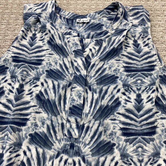 Thyme Maternity Sleeveless Shirt Women Size Extra Large XL Blue White Floral - Picture 2 of 6